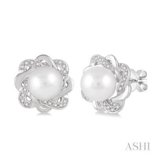 ASHI Silver Pearl & Diamond Earrings 88699PPSSWPSLER