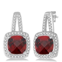 Parkplace Jewelers Cushion Shape Gemstone & Halo Diamond Earrings 61146PPTSERGTWG