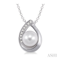 ASHI Silver Pearl & Diamond Pendant 88329PPSSSLPD