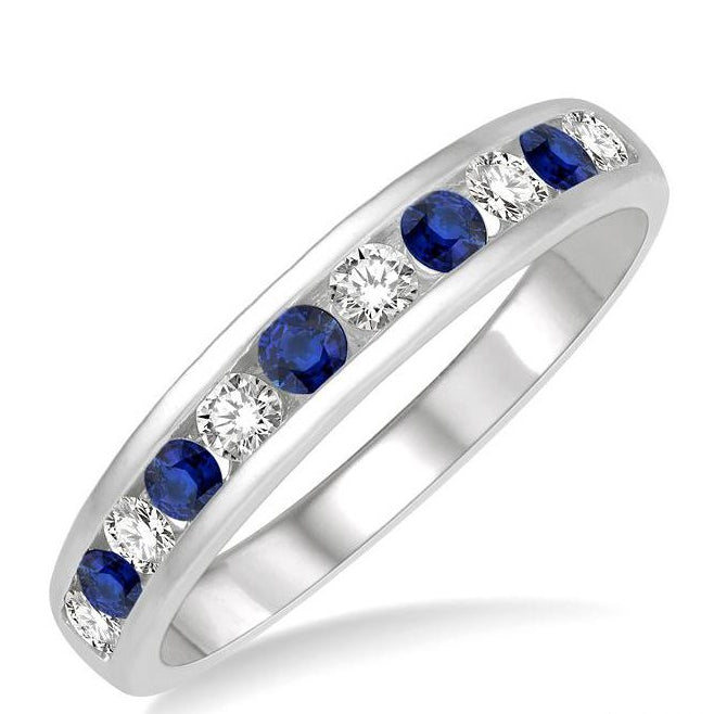 Parkplace Jewelers Channel Set Alternate Gemstone & Diamond Wedding Band 46496PPFGSPWG