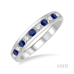 ASHI Channel Set Alternate Gemstone & Diamond Wedding Band 46496PPFGSPWG