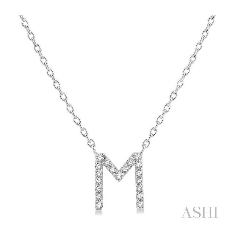ASHI Block 'M' Initial Diamond Pendant 912F9PPTSPDWG-M