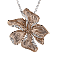 Flower Pendant Necklace in 18k Gold with Diamonds LP4865 WHITE 18K X ROSE