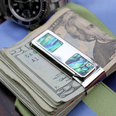 MClip Mother of Pearl Green Abalone 2 Pocket Money Clip MP-PRP-GNAB-2P