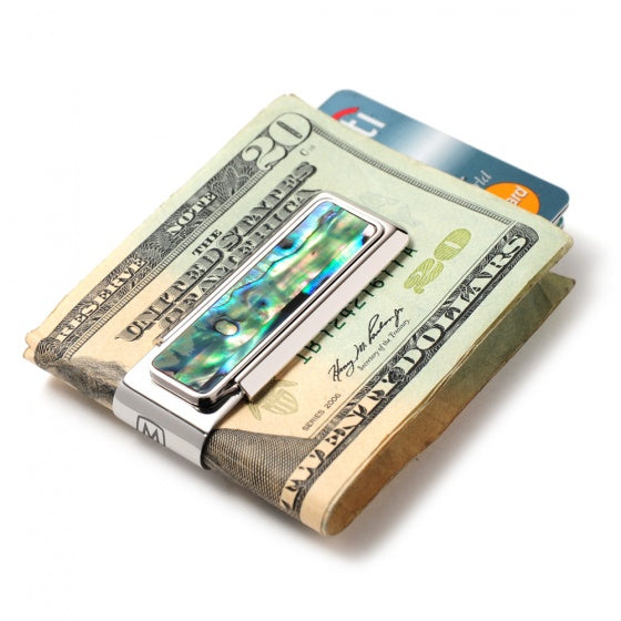 MClip Mother of Pearl Green Abalone 2 Pocket Money Clip MP-PRP-GNAB-2P