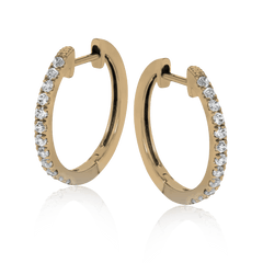 Huggie Hoop Earrings in 18k Gold with Diamonds ER369 WHITE 18K X
