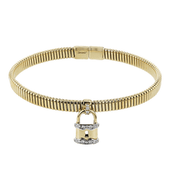 Lock Bangle in 18k Gold with Diamonds LB2428-Y WHITE 18K X 2T