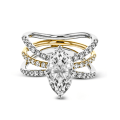 Marquise-cut Engagement Ring & Matching Wedding Band in 18k Gold with Diamonds LR1083-MQ WHITE 18K SET