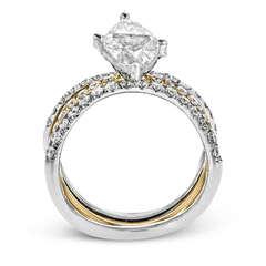 Marquise-cut Engagement Ring & Matching Wedding Band in 18k Gold with Diamonds LR1083-MQ WHITE 18K SET