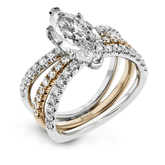 Marquise-cut Engagement Ring & Matching Wedding Band in 18k Gold with Diamonds LR1083-MQ WHITE 18K SET