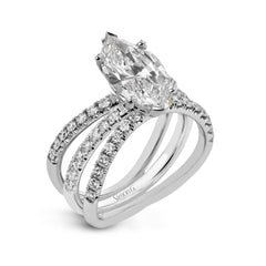 Marquise-cut Engagement Ring & Matching Wedding Band in 18k Gold with Diamonds LR1083-MQ WHITE 18K SET