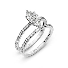Marquise-cut Engagement Ring & Matching Wedding Band in 18k Gold with Diamonds PR108-MQ WHITE 18K SET