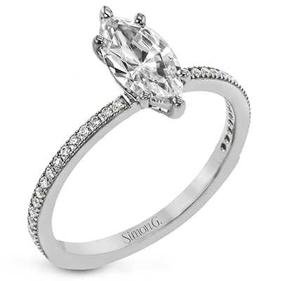 Marquise-cut Engagement Ring & Matching Wedding Band in 18k Gold with Diamonds PR108-MQ WHITE 18K SET