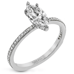 Marquise-cut Engagement Ring & Matching Wedding Band in 18k Gold with Diamonds PR108-MQ WHITE 18K SET