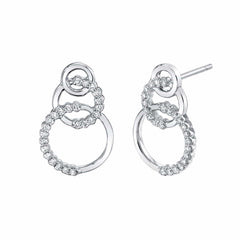 Triple Circle Diamond Drop Earrings ER273YG
