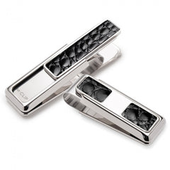 MClip Monterey Rhodium Black Alligator 2 Pocket Money Clip MO-PRP-BKAL-2P