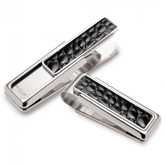 MClip Monterey Rhodium Black Alligator Money Clip MO-PRP-BKAL