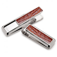 MClip Monterey Rhodium Cognac Alligator Money Clip MO-PRP-CGAL