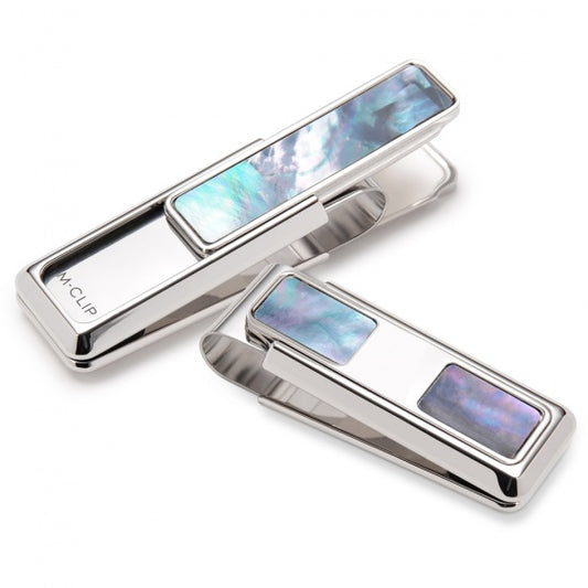 MClip Mother of Pearl Gray 2 Pocket Money Clip MP-PRP-GRMP-2P