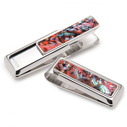 MClip Mother of Pearl Orange Abalone Money Clip MP-PRP-ORAB