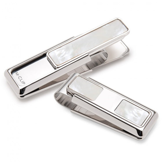 MClip Mother of Pearl White 2 Pocket Money Clip MP-PRP-WHMP-2P
