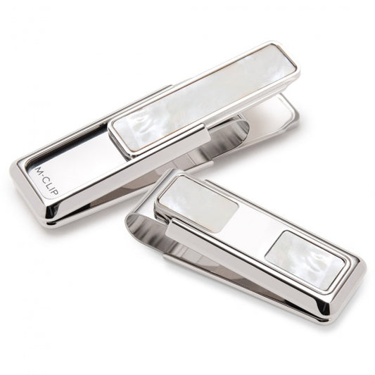 MClip Mother of Pearl White 2 Pocket Money Clip MP-PRP-WHMP-2P