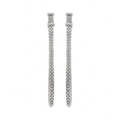 Fope Flexit Essentials 18ct White Gold Diamond Long Mesh Chain Earrings 05E08OX_BB_W