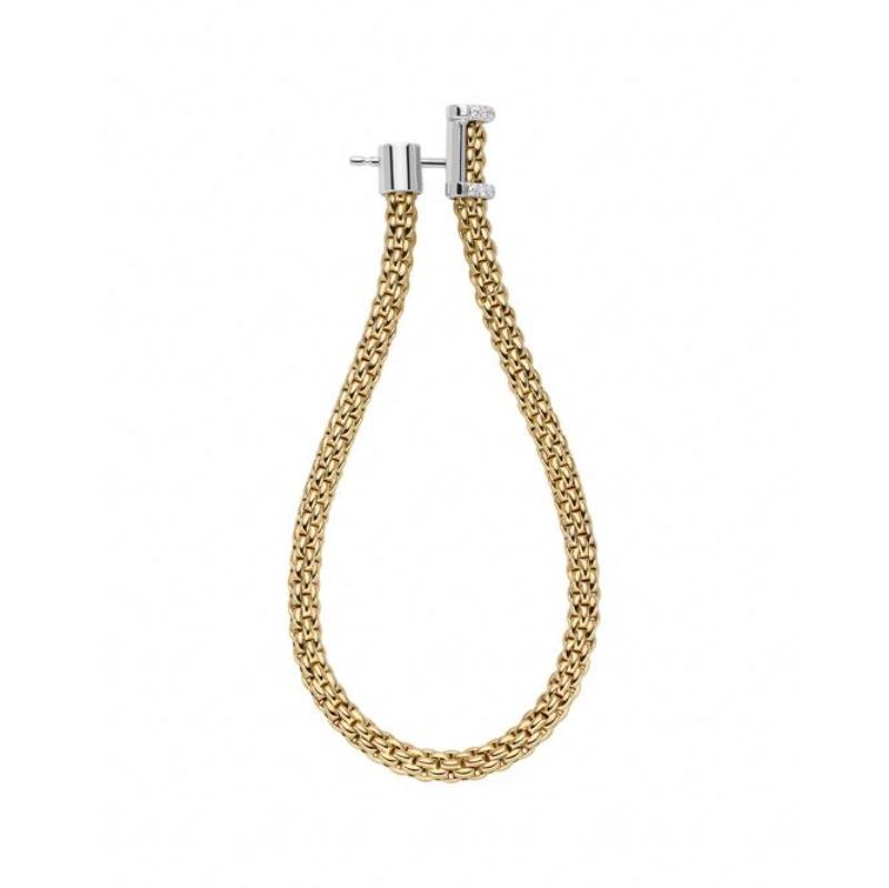 Fope Flexit Essentials 18ct Yellow Gold Diamond Long Mesh Chain Earrings 05E08OX_BB_YW
