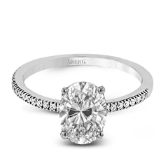 Oval-cut Engagement Ring & Matching Wedding Band in 18k Gold with Diamonds PR108-OV WHITE 18K SET