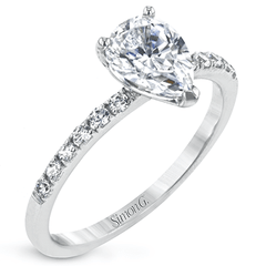 Pear-cut Engagement Ring & Matching Wedding Band in 18k Gold with Diamonds MR1686-PR WHITE 18K SET