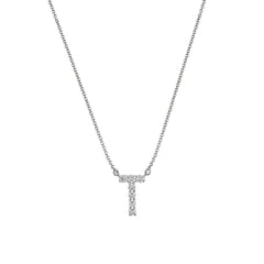 Personalized Initial Pendant Necklace in 18k Gold with Diamonds T-21 WHITE 18K X WHITE