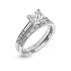 Princess-cut Engagement Ring & Matching Wedding Band in 18k Gold with Diamonds MR2220-PC_WHITE_18K_SET