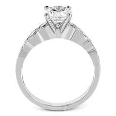 Round-cut Engagement Ring & Matching Wedding Band in 18k Gold with Diamonds MR2566 WHITE 18K SET