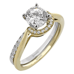Round-cut Half-Halo Engagement Ring & Matching Wedding Band in 18k Gold with Diamonds LR3231 WHITE 18K X 2T