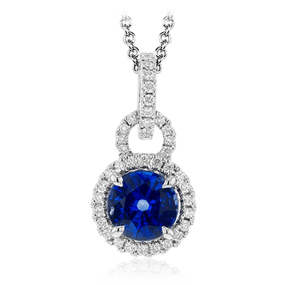 Sapphire Pendant Necklace in 18k Gold with Diamonds MP1839 WHITE 18K X