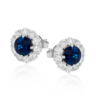 Sapphire Stud Earrings in 18k Gold with Diamonds ME2077 WHITE 18K SEMI