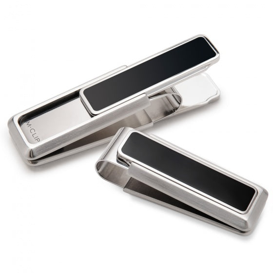 MClip Stainless With Black Enamel Inlay Money Clip SS-BSS-BKEN