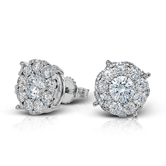 Stud Earrings (8.00mm) in 18k Gold with Diamonds ME2033 WHITE 18K X