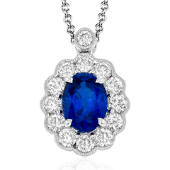 Tempera Sapphire Pendant Necklace in 18k Gold with Diamonds LP4466 WHITE 18K X