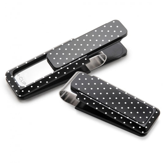 MClip Black Solid Slide with Polka Dots Money Clip UV2-BKA-PDEC