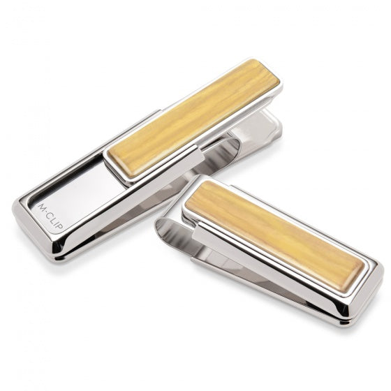 MClip Rhodium Bamboo Wood Money Clip WD-PRP-BAWD