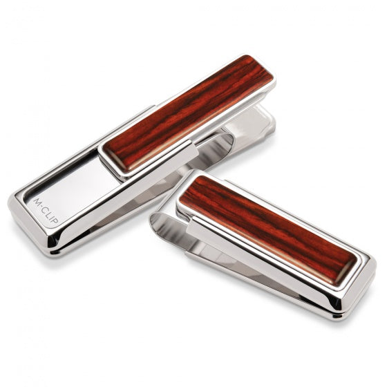 MClip Rhodium Cocobolo Wood Money Clip WD-PRP-CBWD