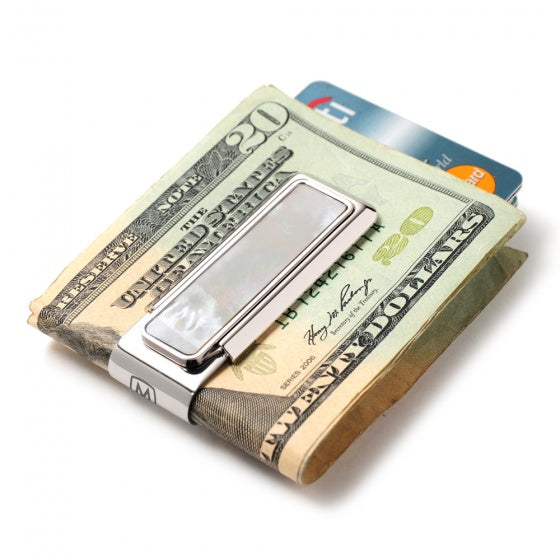 MClip Mother of Pearl White 2 Pocket Money Clip MP-PRP-WHMP-2P