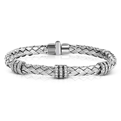 Woven Bangle in 18k Gold with Diamonds LB2090 WHITE 18K X