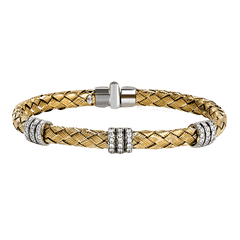 Woven Bangle in 18k Gold with Diamonds LB2090 WHITE 18K X