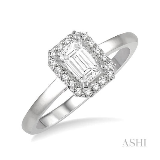 ASHI Emerald Shape Halo Diamond Engagement Ring 261L5PPFHWG-LE