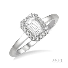 ASHI Emerald Shape Halo Diamond Engagement Ring 261L5PPFHWG-LE