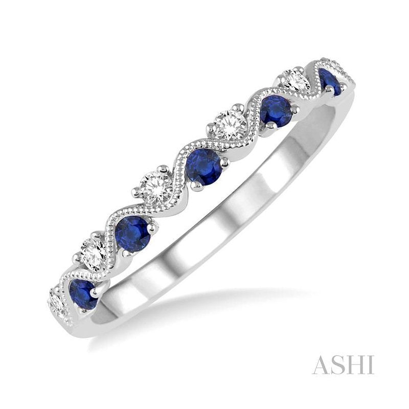 ASHI Alternate Gemstone & Diamond Band 46398PPFHSPWG