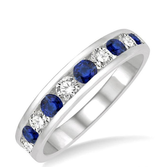 Parkplace Jewelers Channel Set Alternate Gemstone & Diamond Wedding Band 46493PPFGSPWG