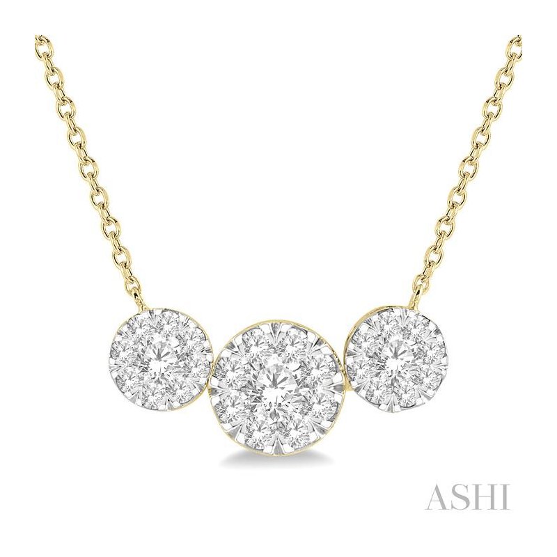 ASHI Round Shape Past Present & Future Lovebright Essential Diamond Necklace 99621PPFGNKYW